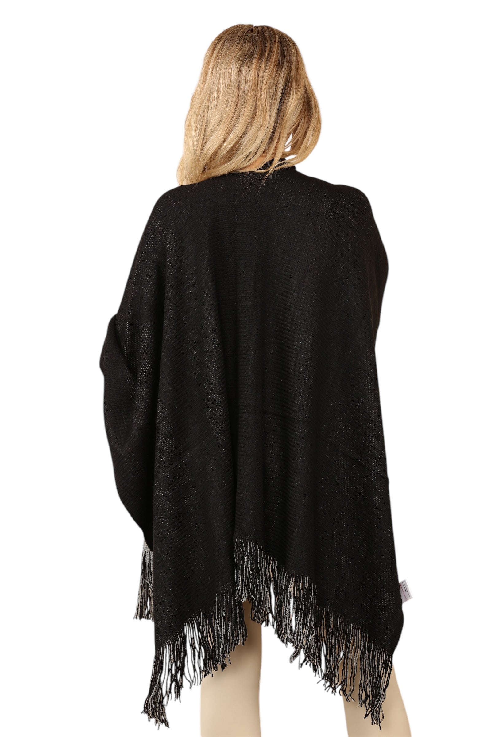 Reversible Plain Check Print Oversized Shawl Cardigan WearAll