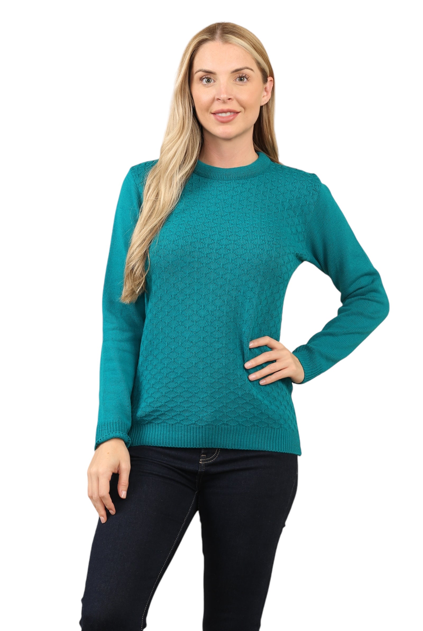 Fancy Style Kint Jumper Sweater Jumper WearAll Teal XS
