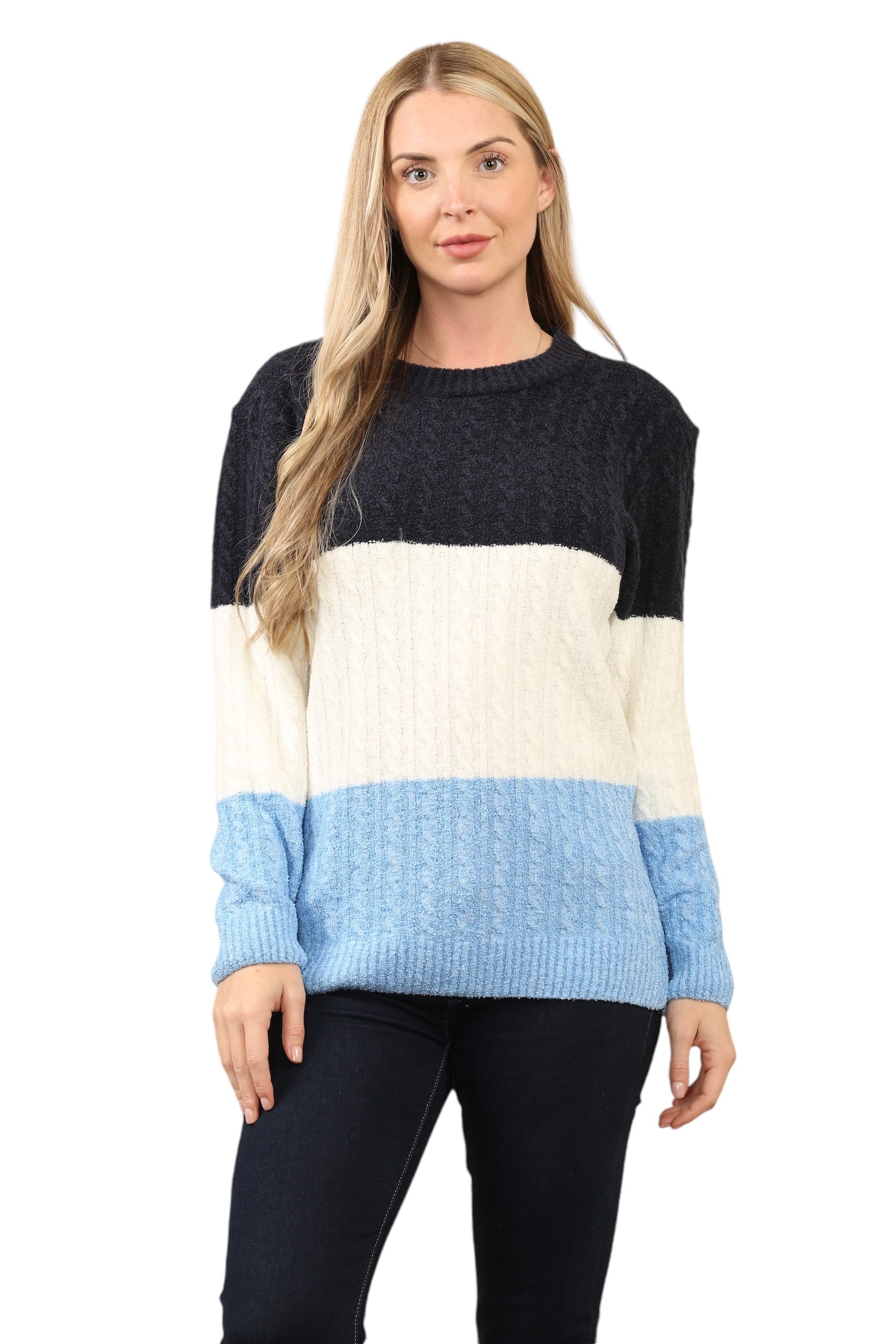 Knitted Jumpers Loose Fit Multi Patterned Jumpers WearAll Black - Sky S/M