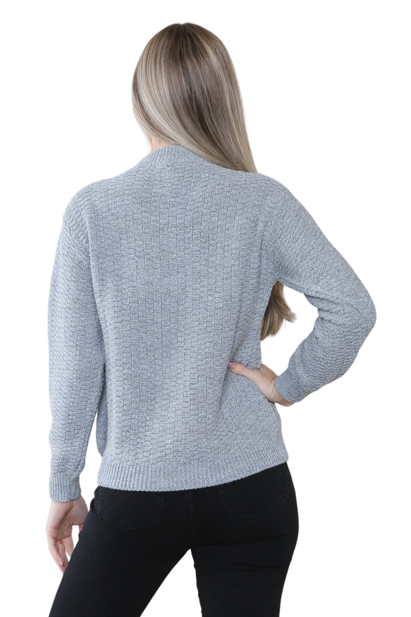 Women's Knitted Winter Cardigan Long Sleeve Warmth with Crew Neck & Ribbed Knit Cardigan WearAll