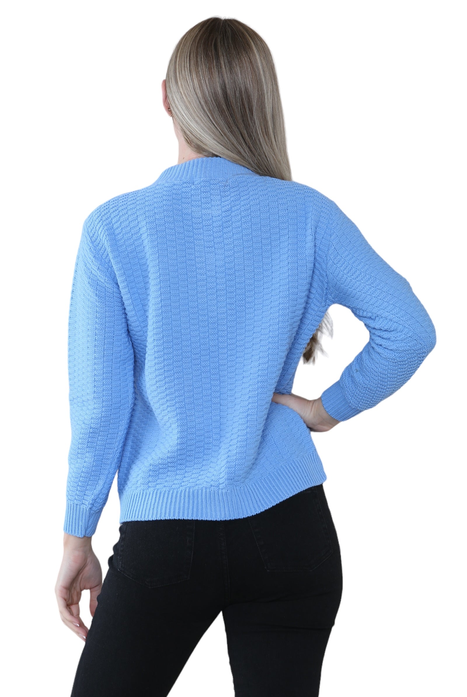 Women's Knitted Winter Cardigan Long Sleeve Warmth with Crew Neck & Ribbed Knit Cardigan WearAll