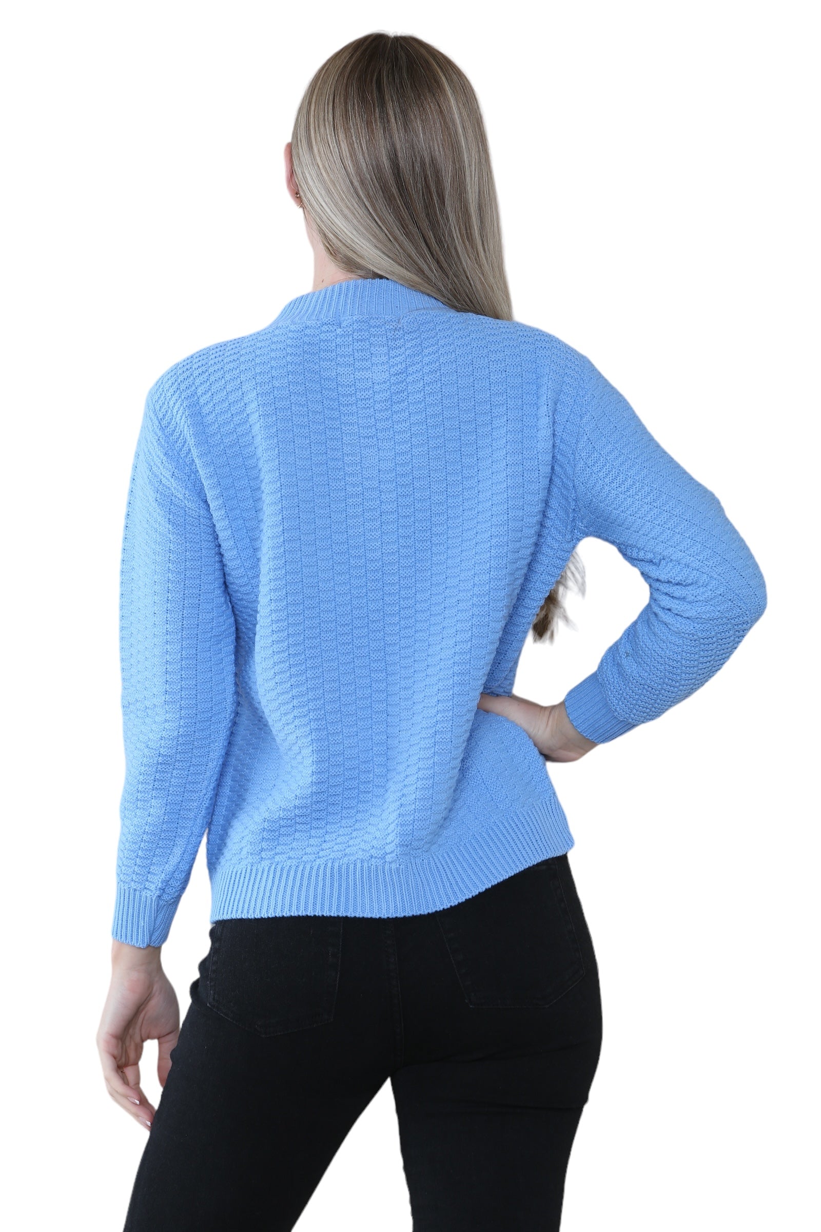 Women's Knitted Winter Cardigan Long Sleeve Warmth with Crew Neck & Ribbed Knit Cardigan WearAll