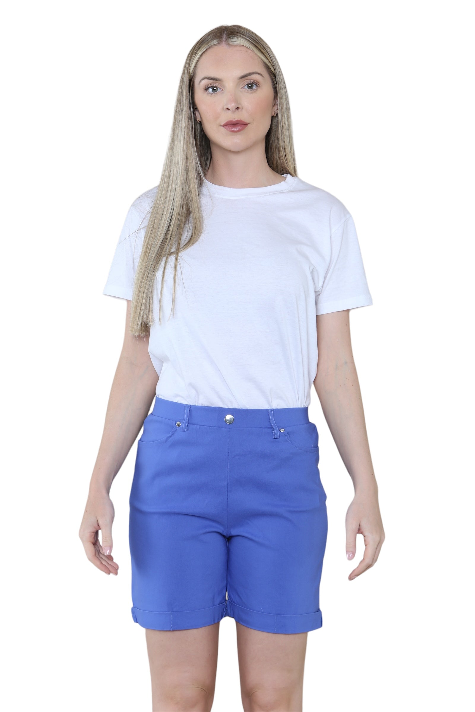 Women Button Shorts WearAll Royal Blue 10