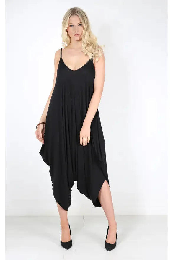 Tuta Lagenlook Con Spalline: Abito Jumpsuit Ampio, Senza Maniche, Perfetto Per L'estate