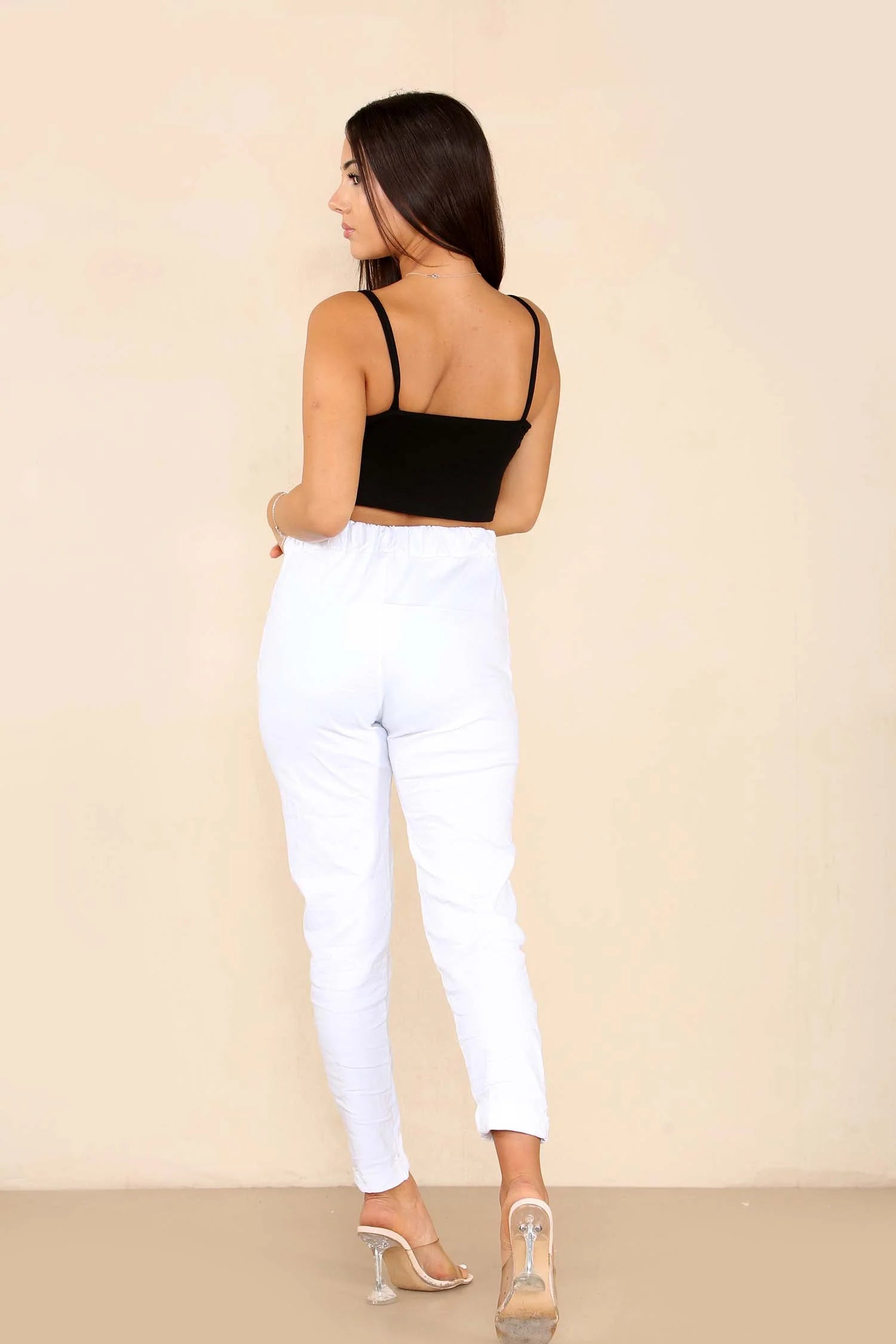 Plus Size Italian Glitter Drawstring Waistband Magic Pants Trouser WearAll