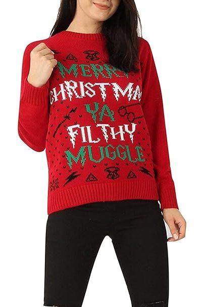 Merry Christmas Snowflake Jumper- Wine Black Navy Blue Grey Red Tops WearAll Ya Filthy Muggal Red 8-10