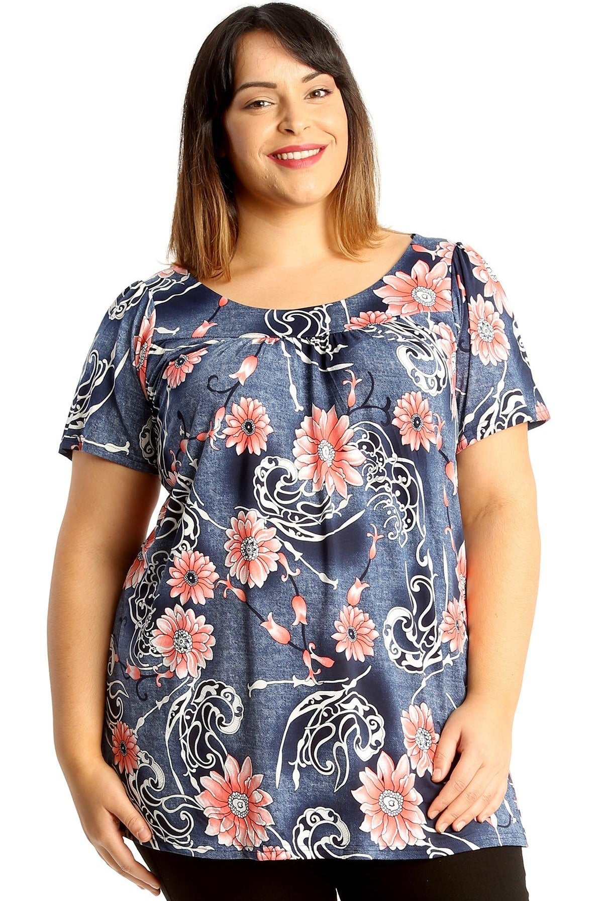 Floral Print Smock Tunic T-Shirt Top Tops WearAll