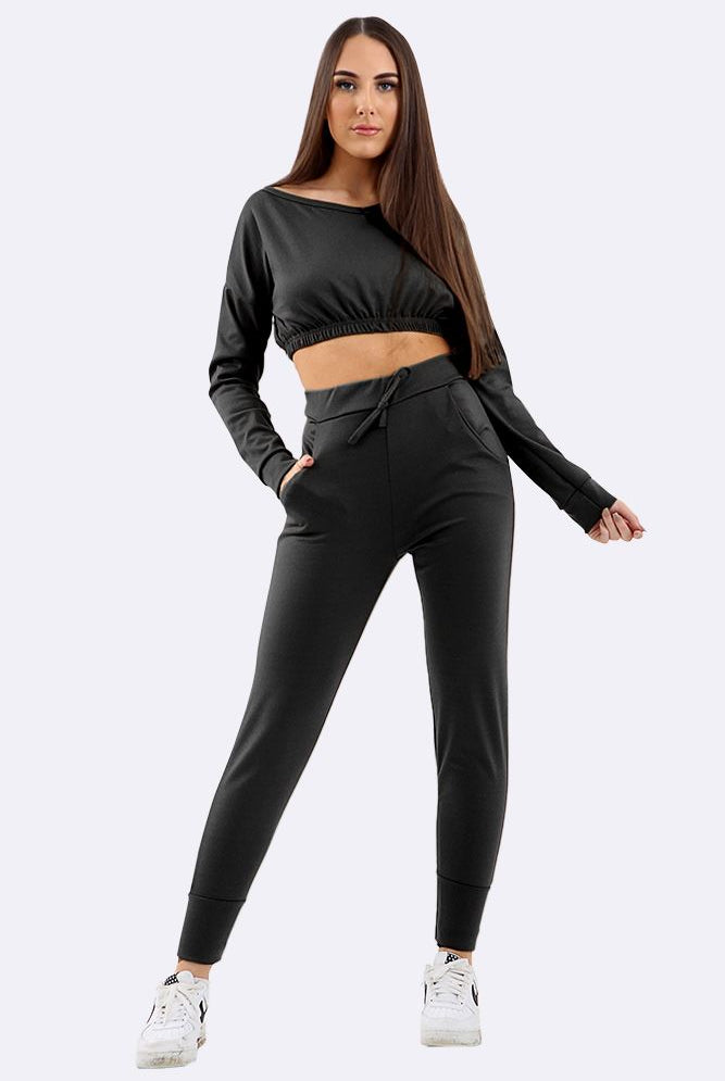 Co-Ord 2 Piece Loungewear Suit Set Loungewear WearAll Black 8-10