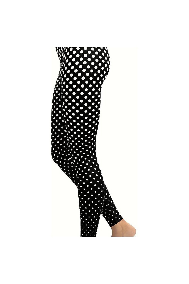 Black Polka Dot White Spot Leggings Leggings WearAll