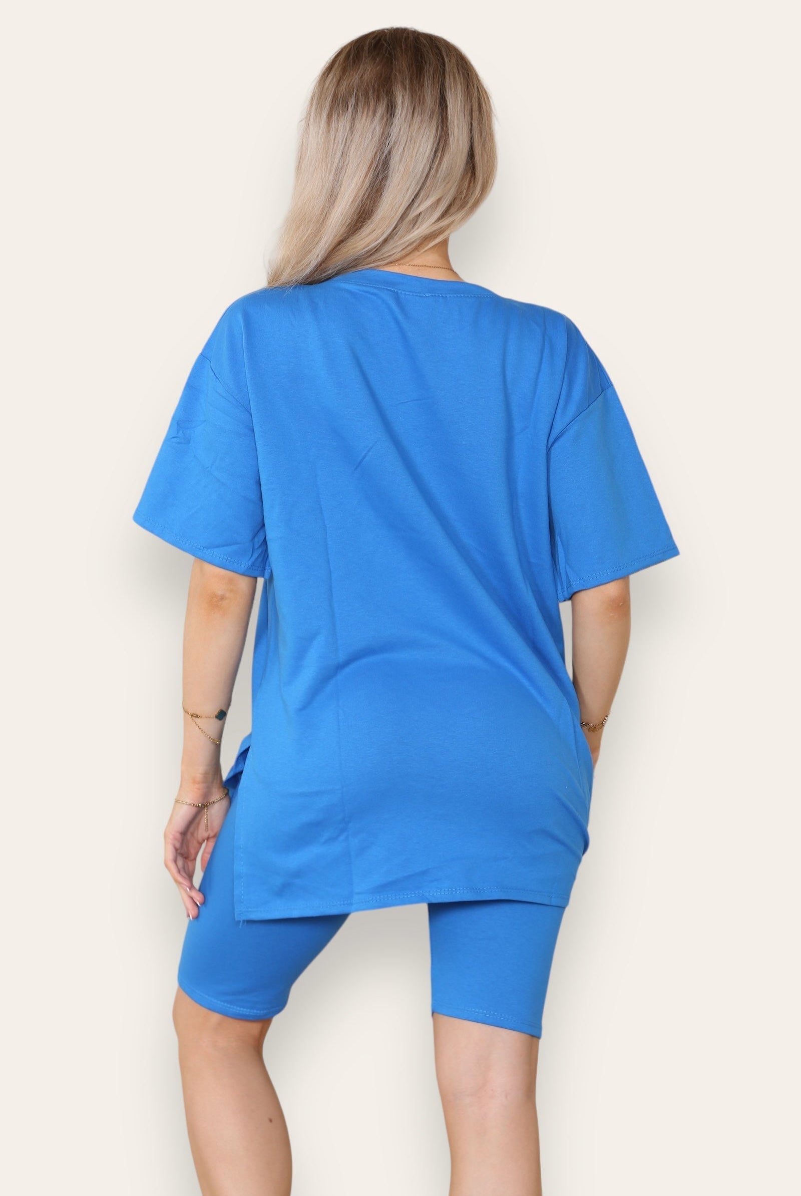 Amour Side Slit Cycling Short and T-Shirts Co-Ord Two Piece Set with Front Amour Slogan Co-Ord WearAll