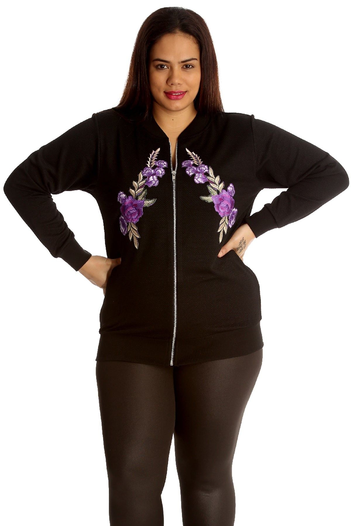 Floral Embroidered Quilted Bomber Jacket Jacket WearAll