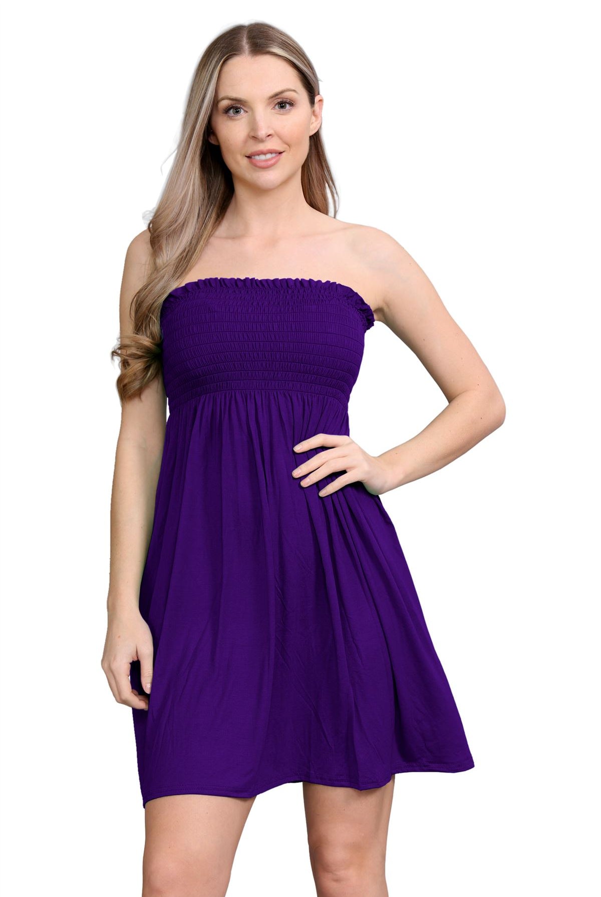 Bandeau Boobtube Sheering Top Top WearAll Purple 8-10