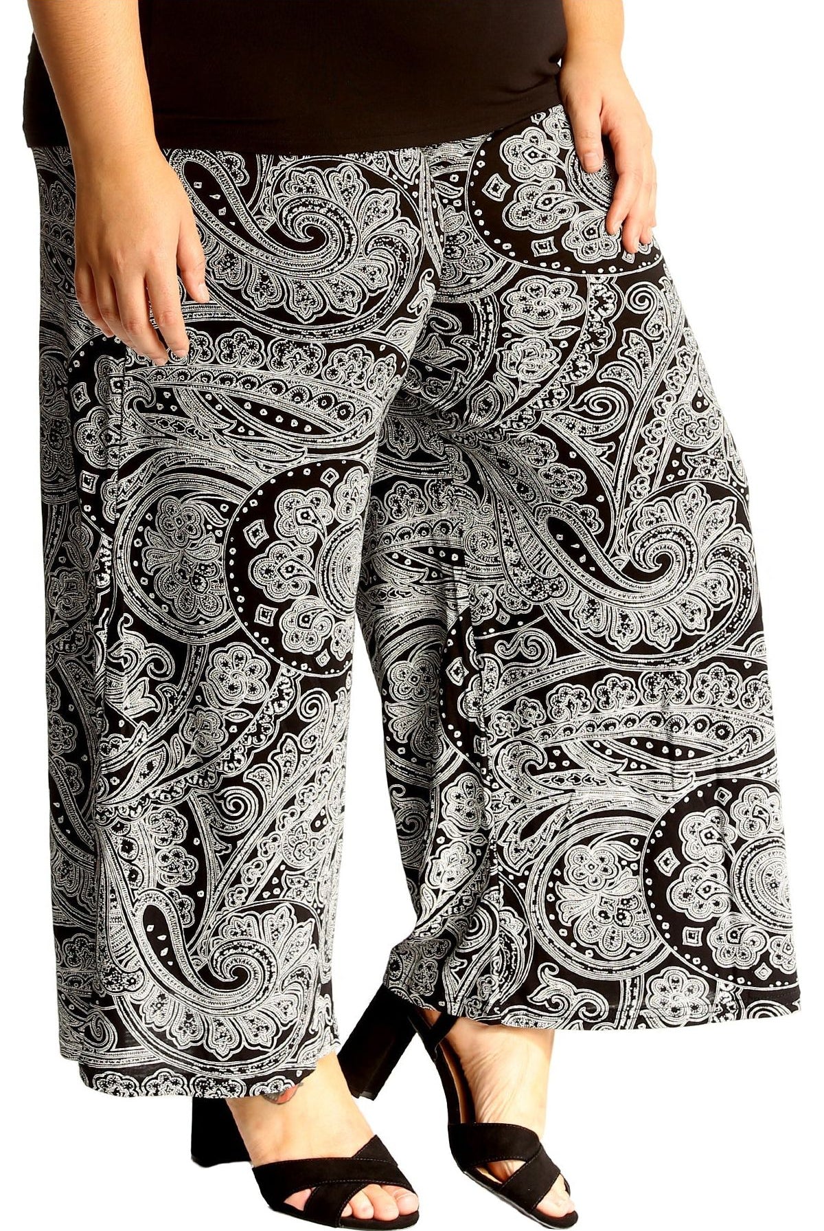 Plus Size Big Paisley Print Palazzo Trouser Palazzo WearAll