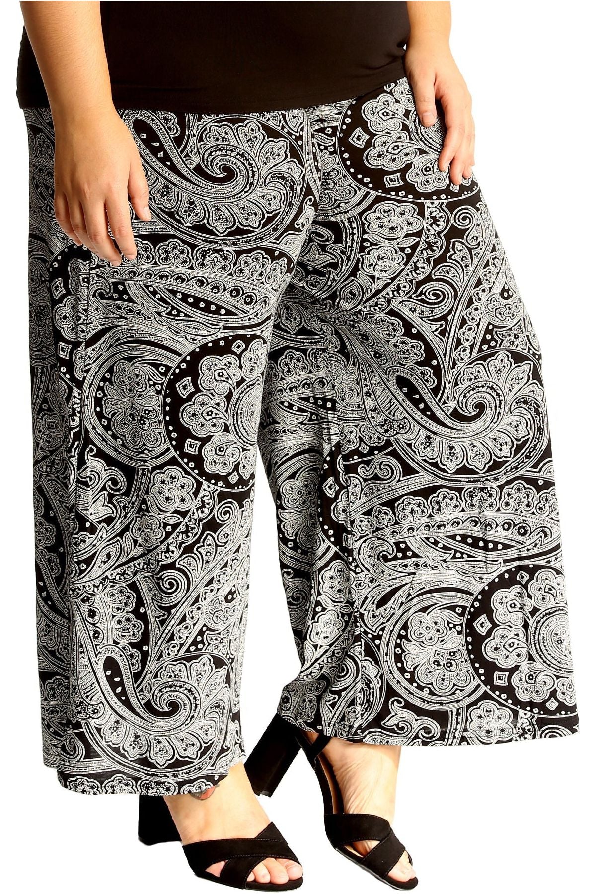 Plus Size Big Paisley Print Palazzo Trouser Palazzo WearAll