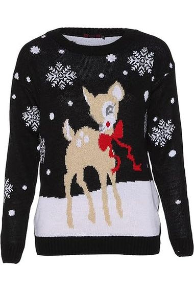 Merry Christmas Snowflake Jumper - Black, Red, Grey Tops WearAll