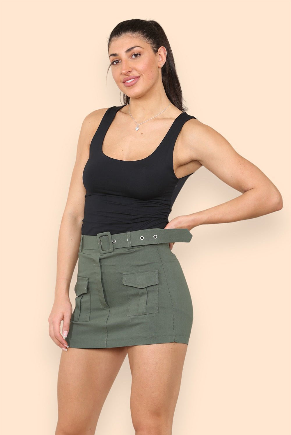 Belted Cargo Skort Skirt WearAll