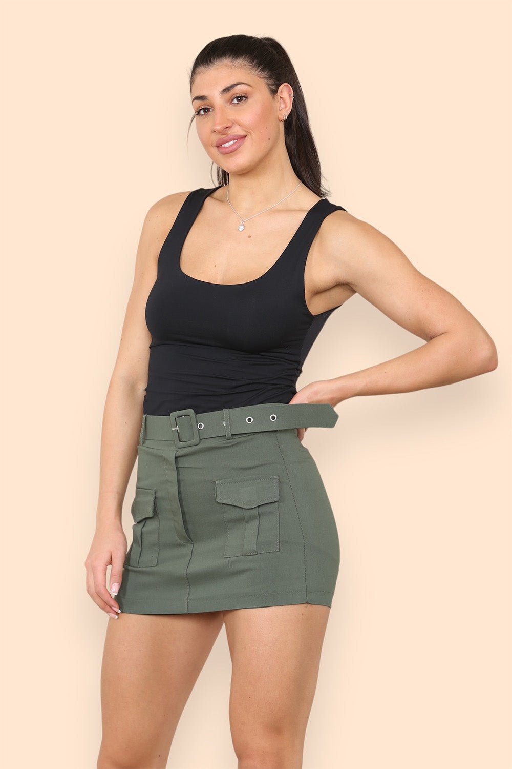 Belted Cargo Skort Skirt WearAll