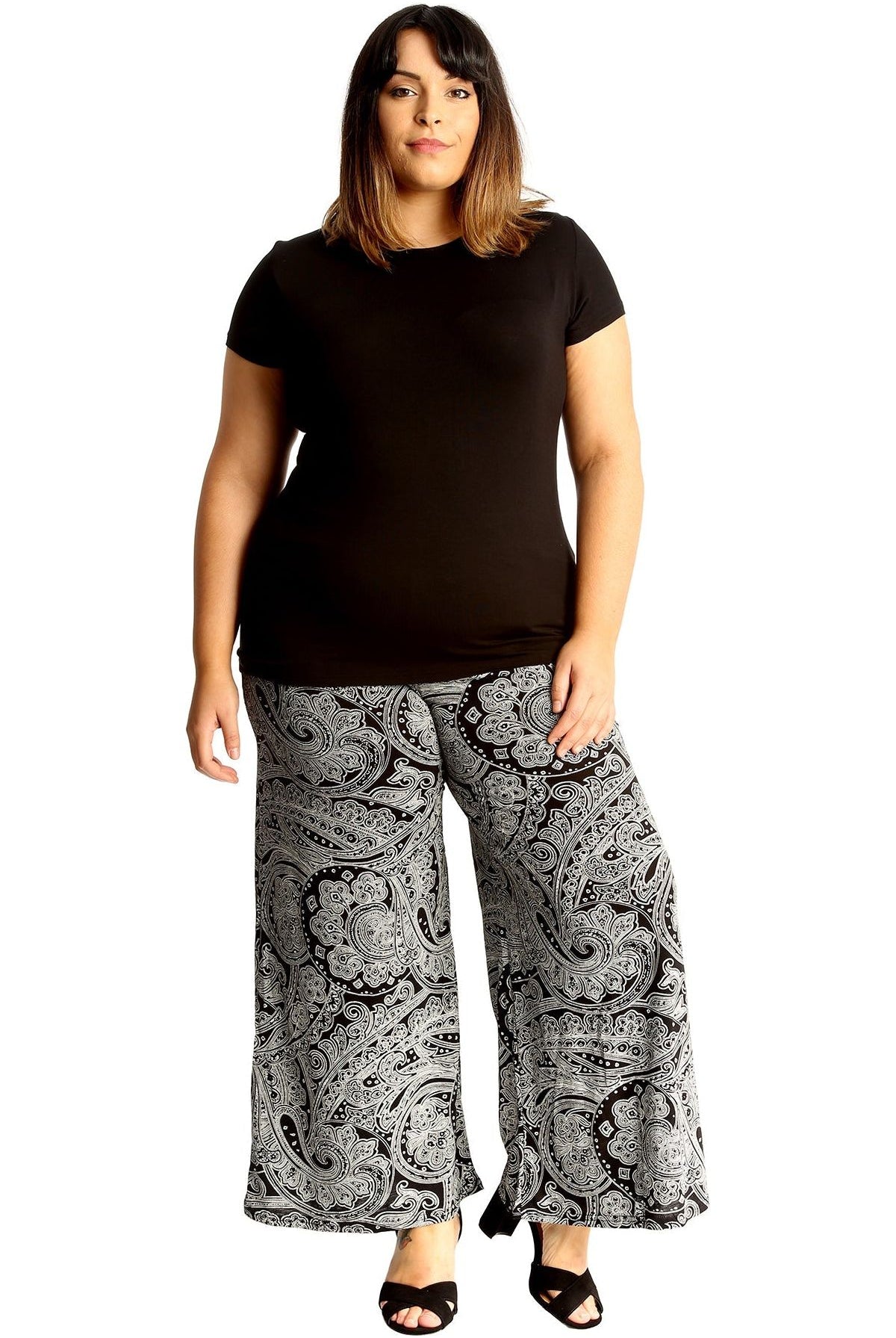 Plus Size Big Paisley Print Palazzo Trouser Palazzo WearAll