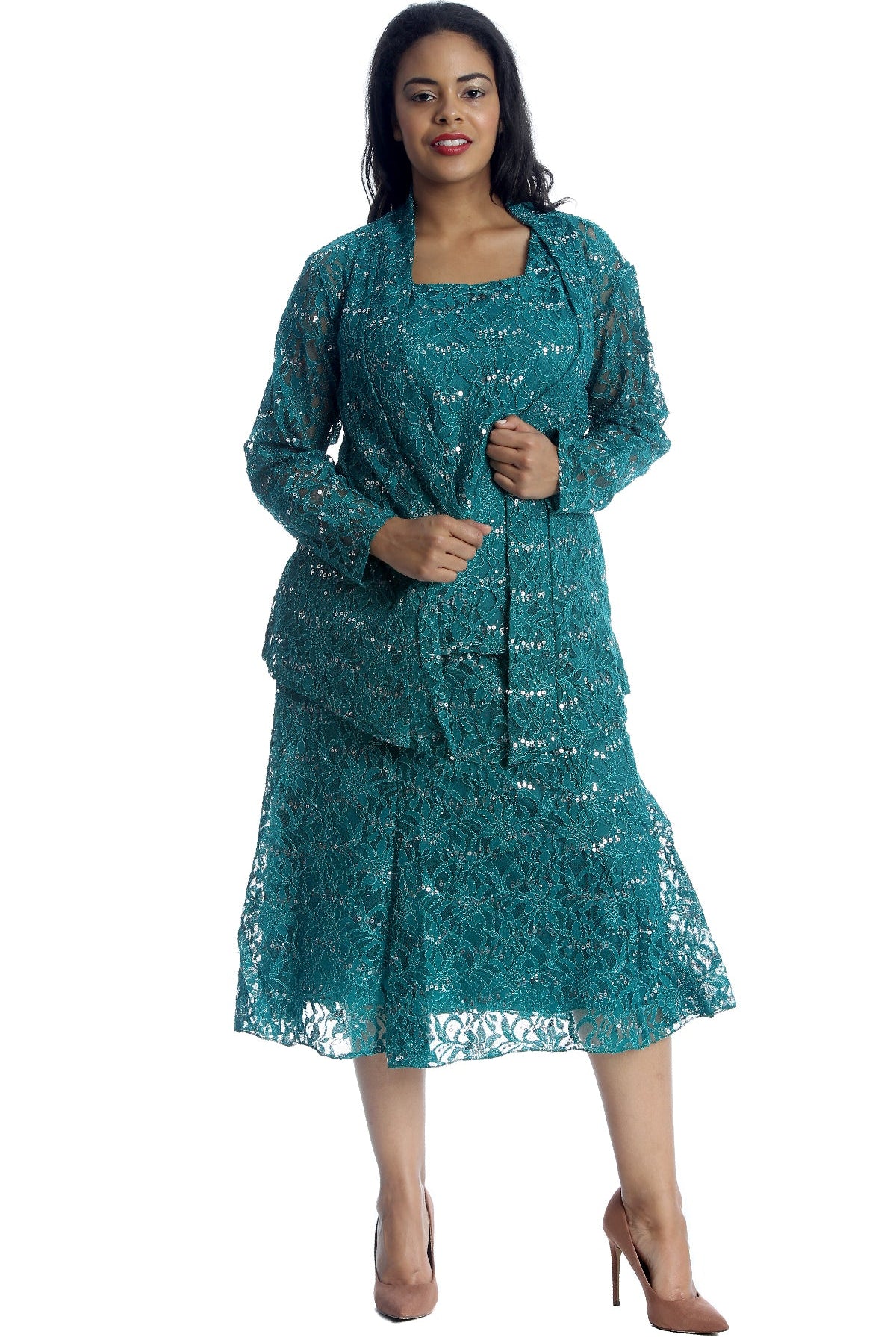 2 in 1 Sequin Floral Lace Cami & Cardigan cardigan WearAll