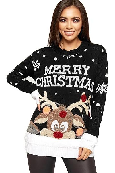 Merry Christmas Snowflake Jumper - Black, Red, Grey Tops WearAll