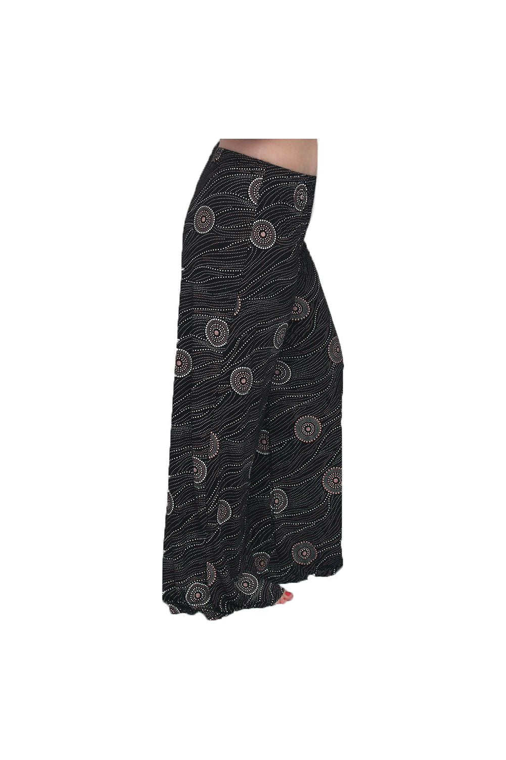 Plus Size Black Pink Circle Print Palazzo Trouser Palazzo WearAll Black 16-18