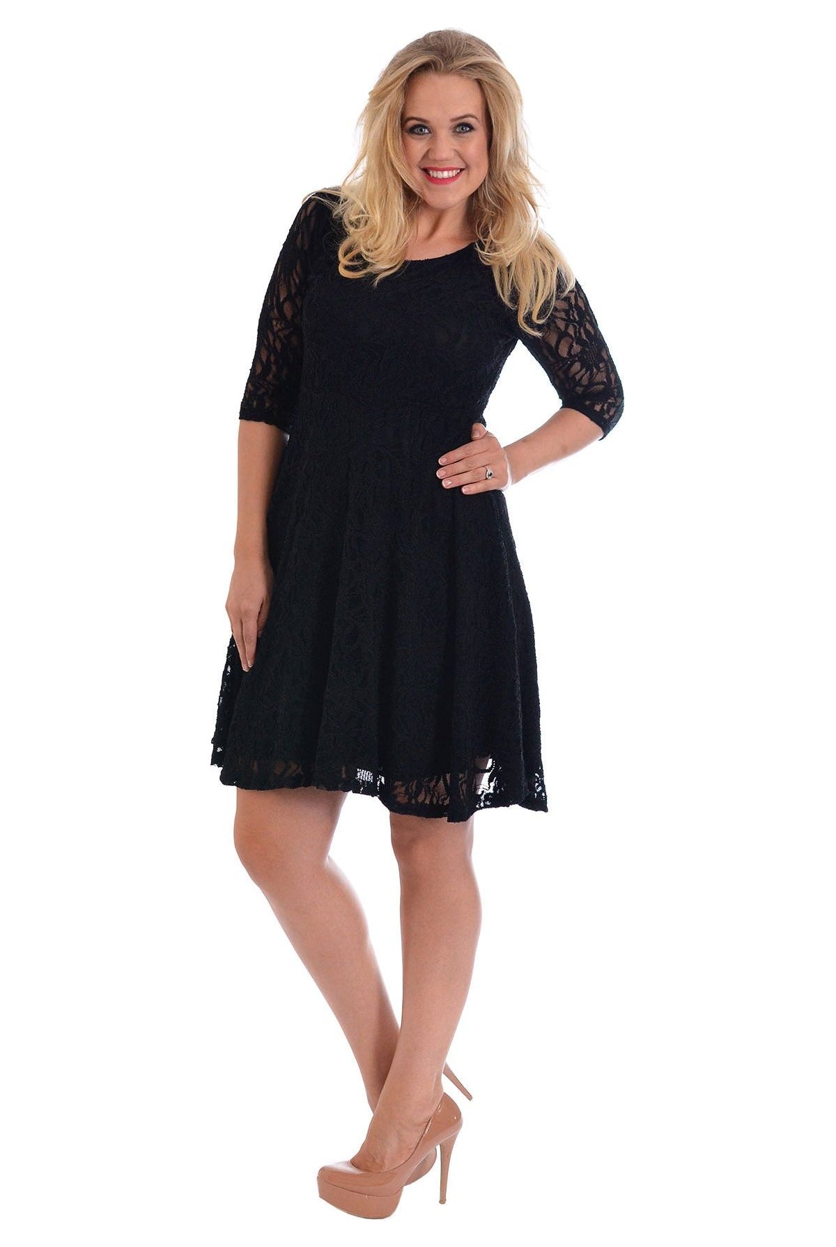 Plus size 3/4 Sleeve Ladies Skater Dress Dress WearAll