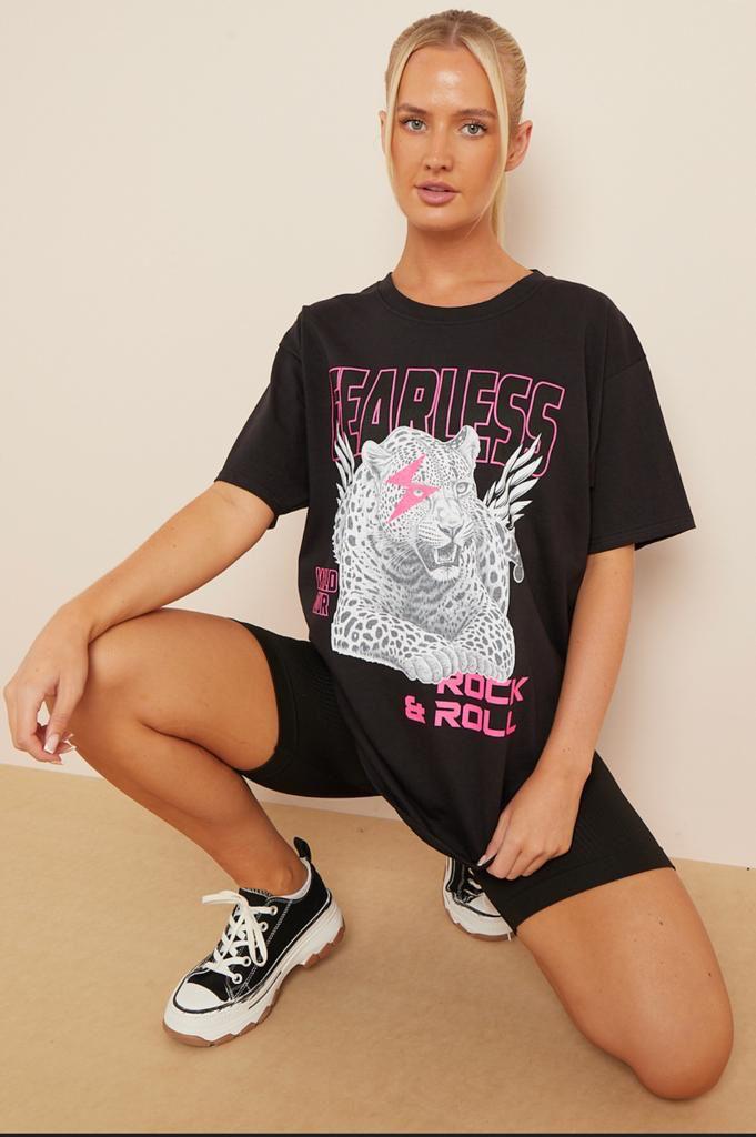 Fearless Print T-Shirt Top WearAll