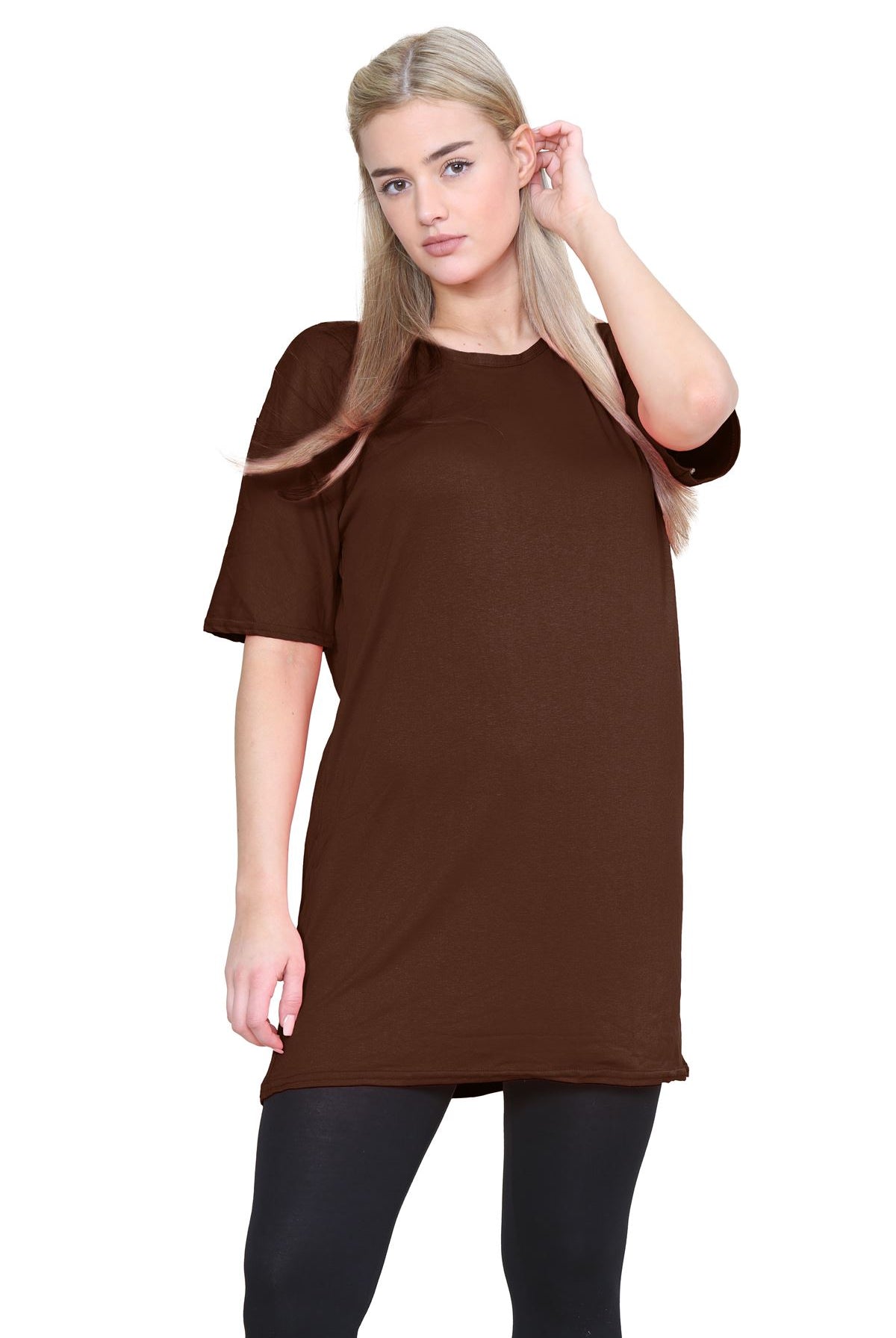 Longline T-Shirt Mini PJ Dress Shirts & Tops WearAll Brown 8-16