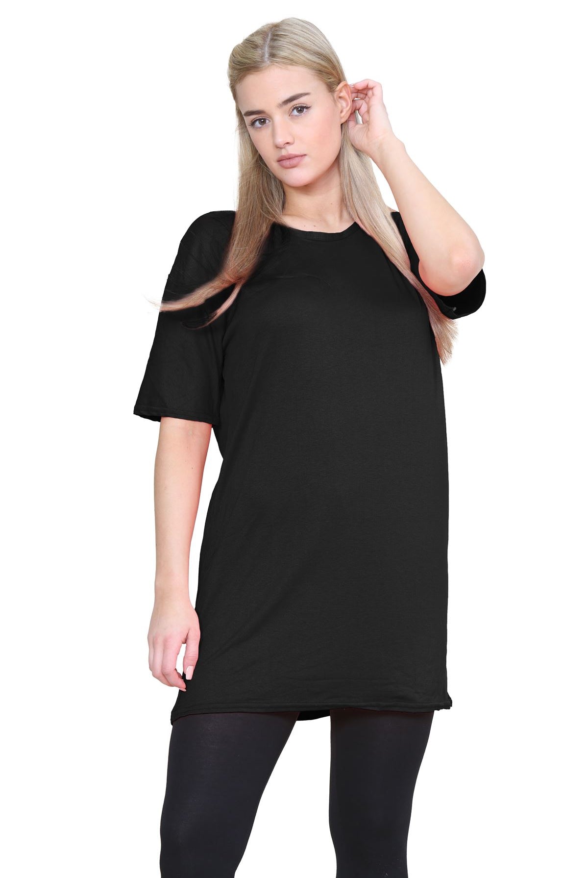 Longline T-Shirt Mini PJ Dress Shirts & Tops WearAll Black 8-16