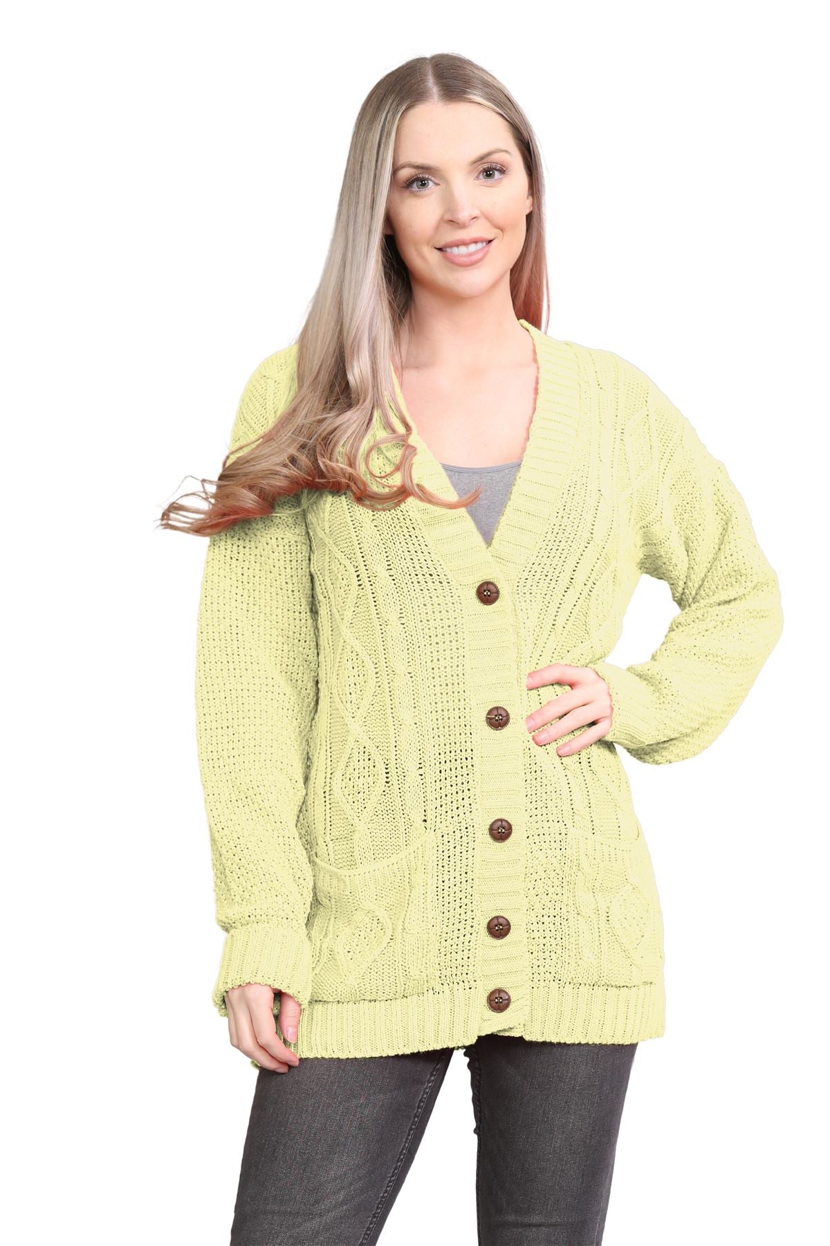 Plus Size Cable Knitted Button Cardigan Knitted Cardigan WearAll