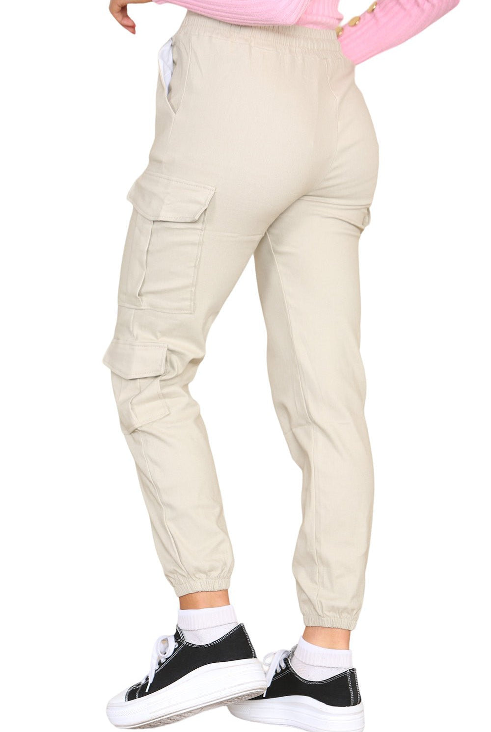 Cargo Pockets Pants Women High Waist Cropped Slim Fit Trouser Trouser WearAll