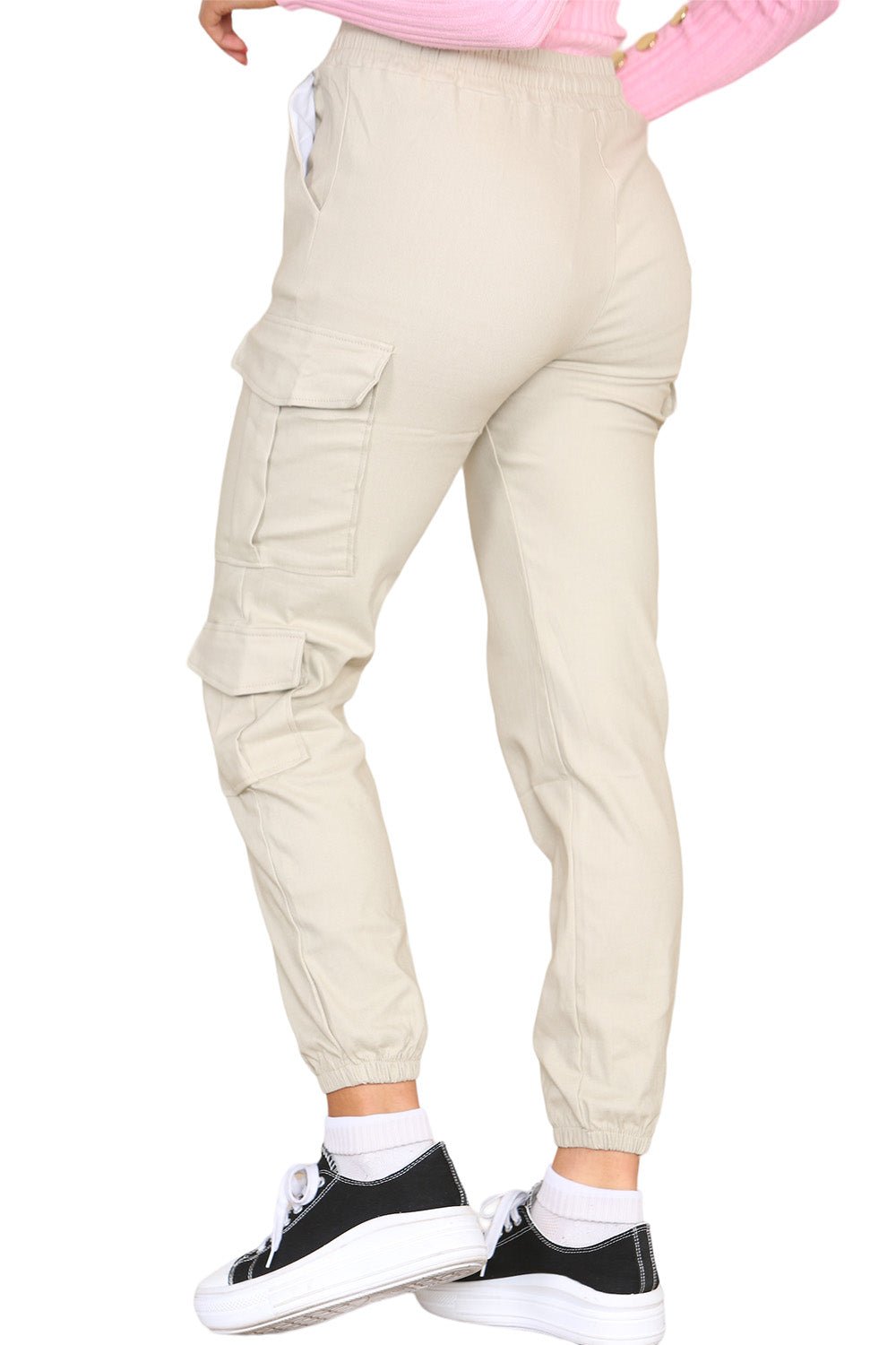 Cargo Pockets Pants Women High Waist Cropped Slim Fit Trouser Trouser WearAll