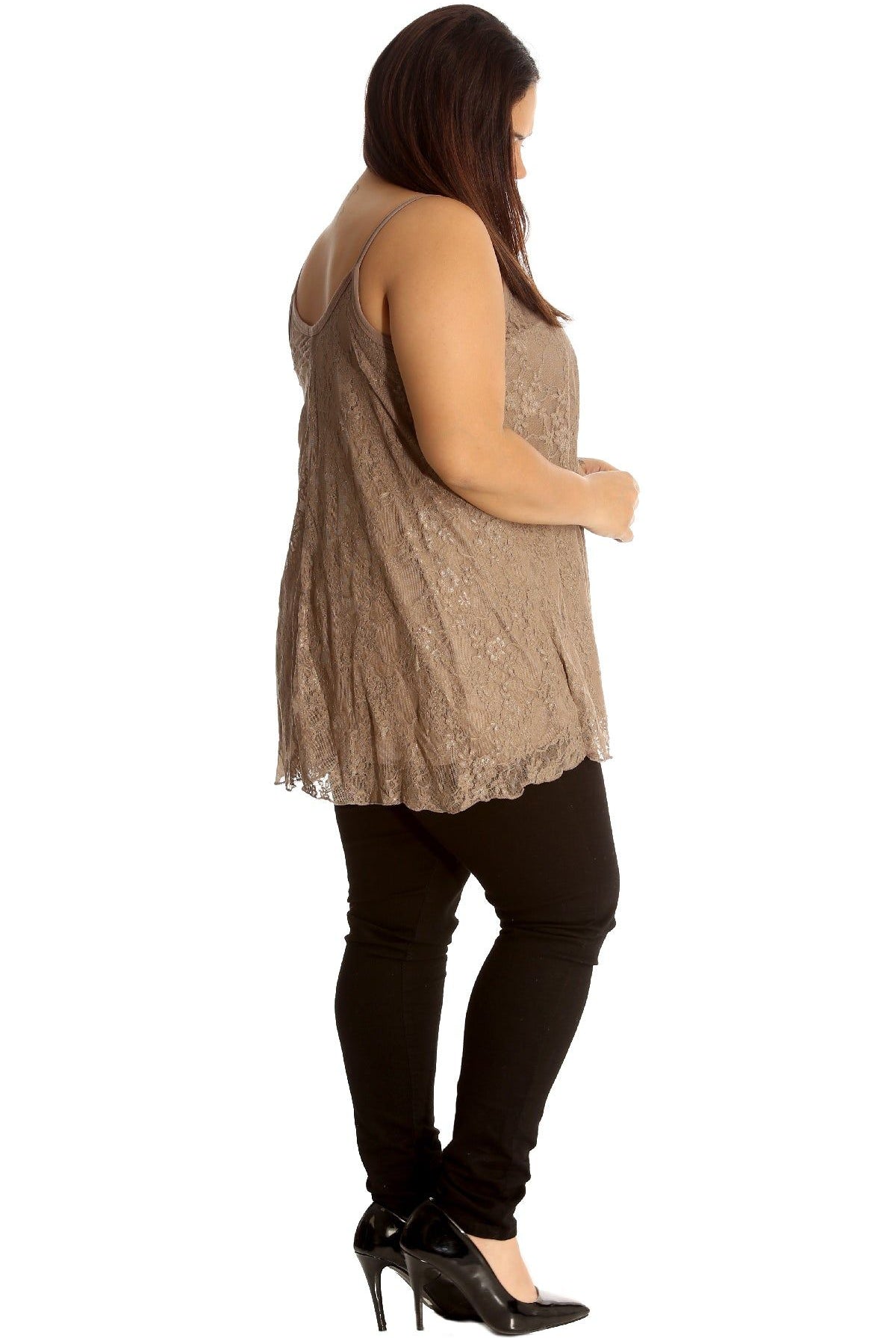 Plus Size Lace Chiffon Sheer Swing Vest Top WearAll