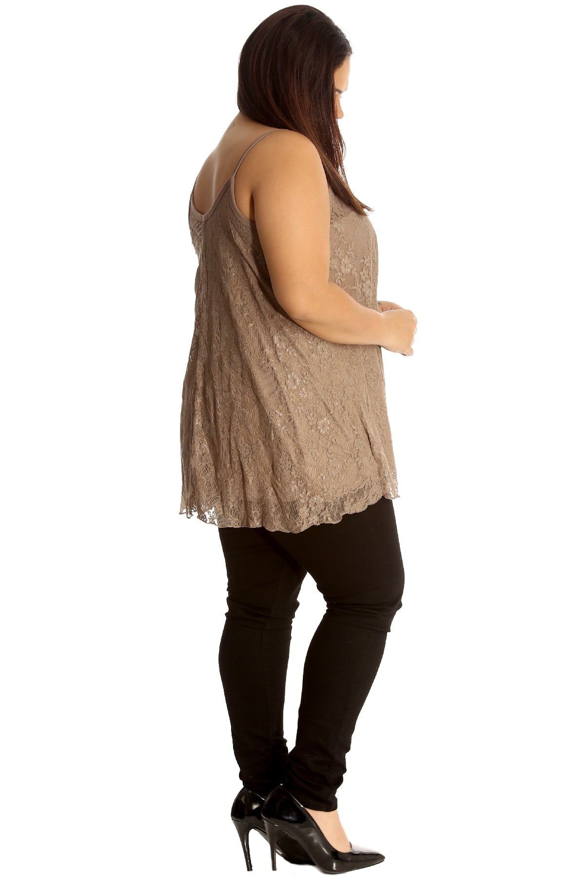 Plus Size Lace Chiffon Sheer Swing Vest Top WearAll
