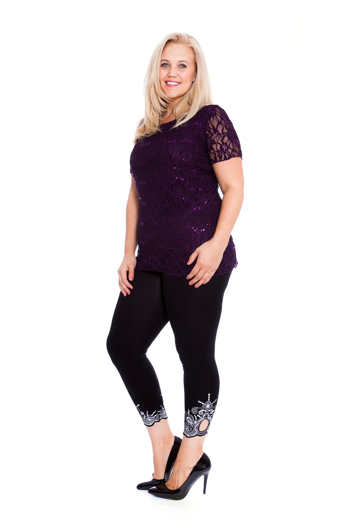 Plus Size Lace Sequin Lined Top Tops WearAll