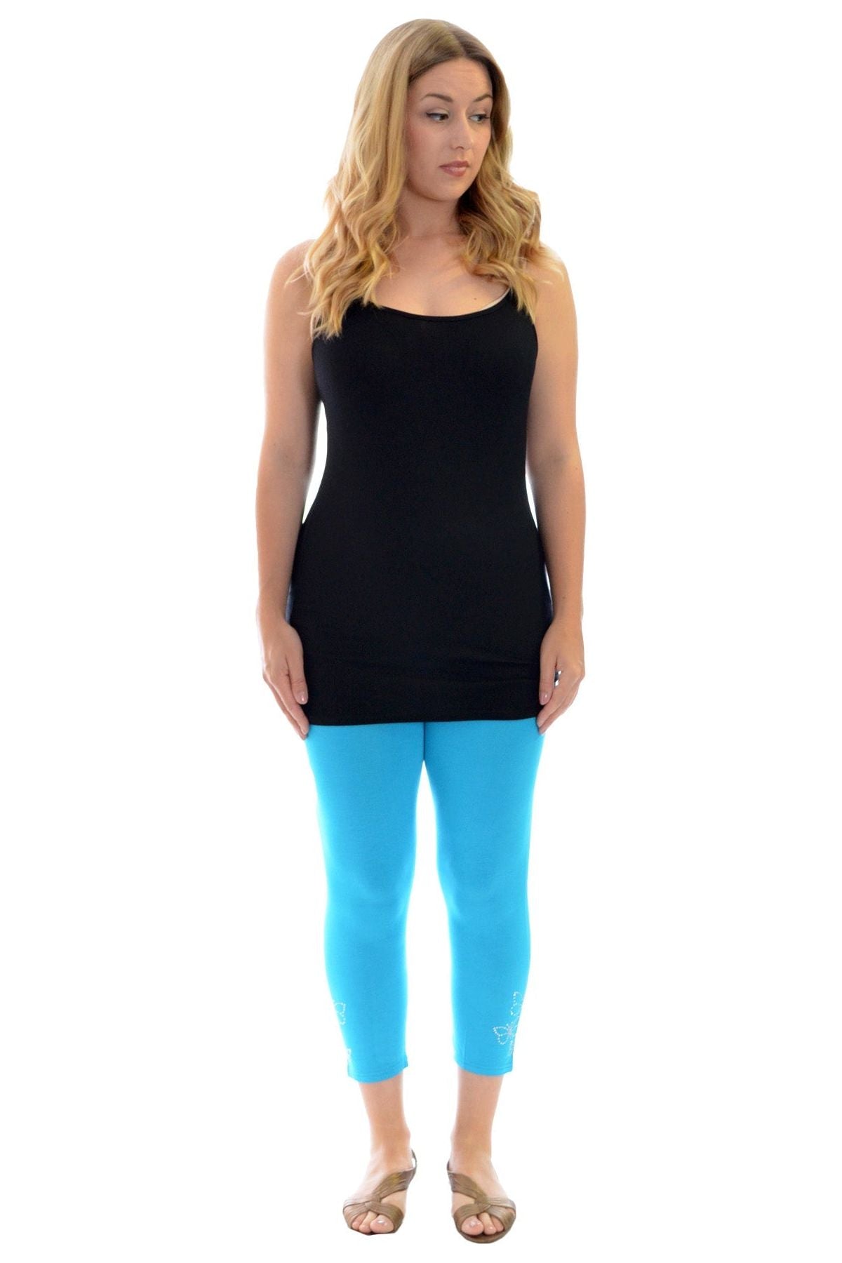 3/4 Butterfly Sequin Leggings Leggings WearAll