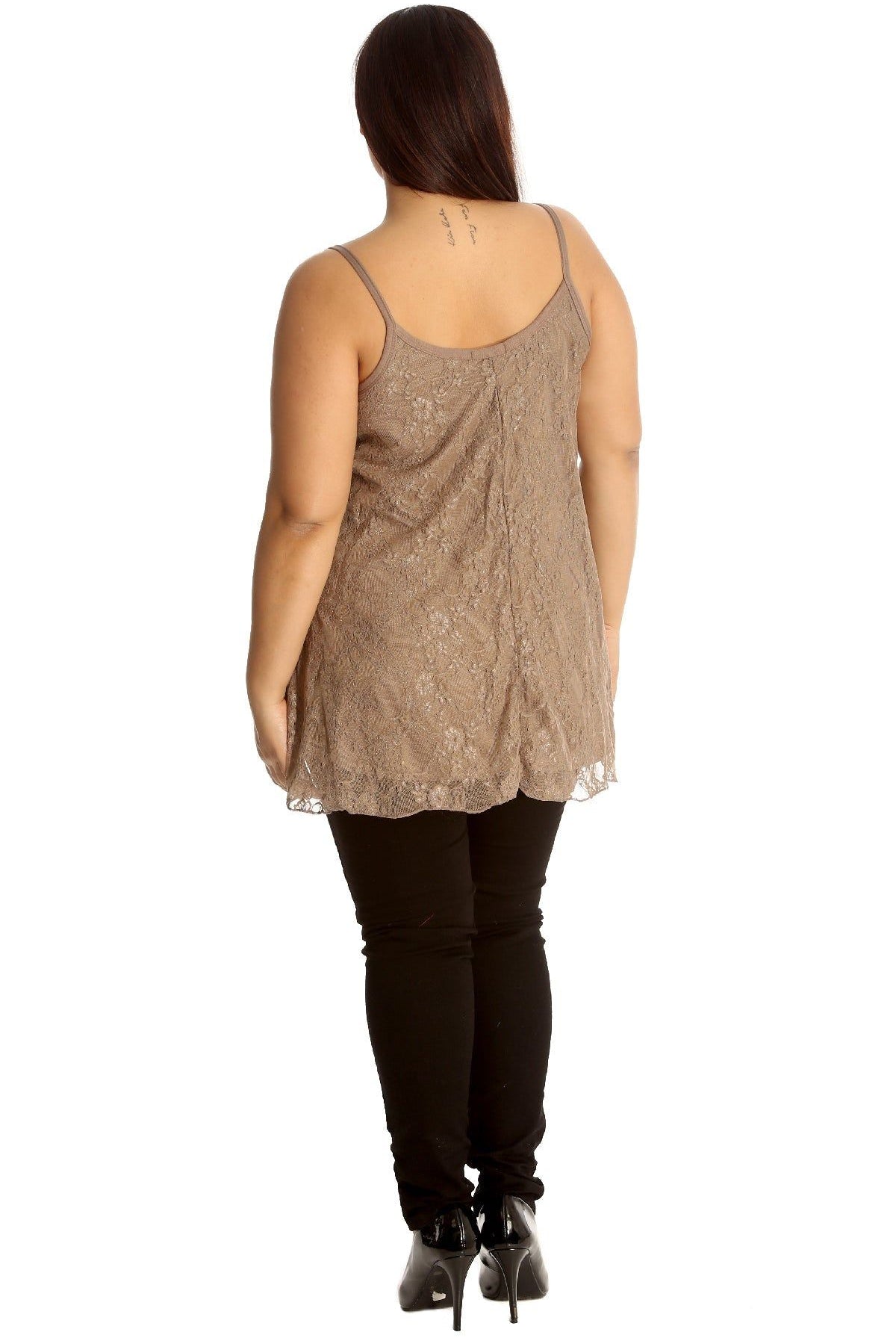 Plus Size Lace Chiffon Sheer Swing Vest Top WearAll