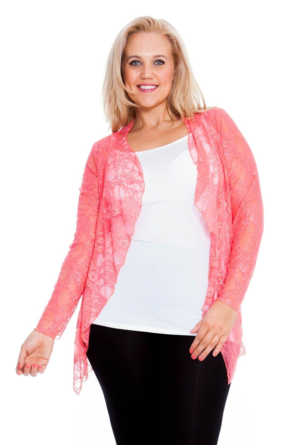 Floral Lace Open Cardigan Waterfall Top Tops WearAll