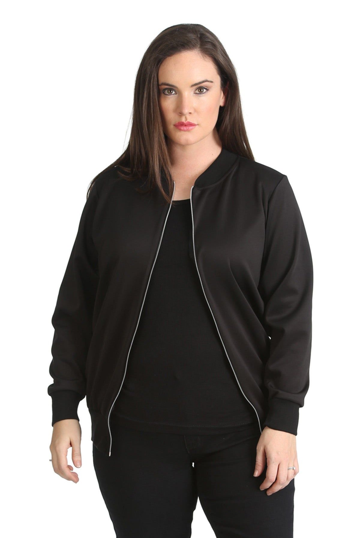 Plain Bomber Jacket Sleeve Top Jacket WearAll Black 14