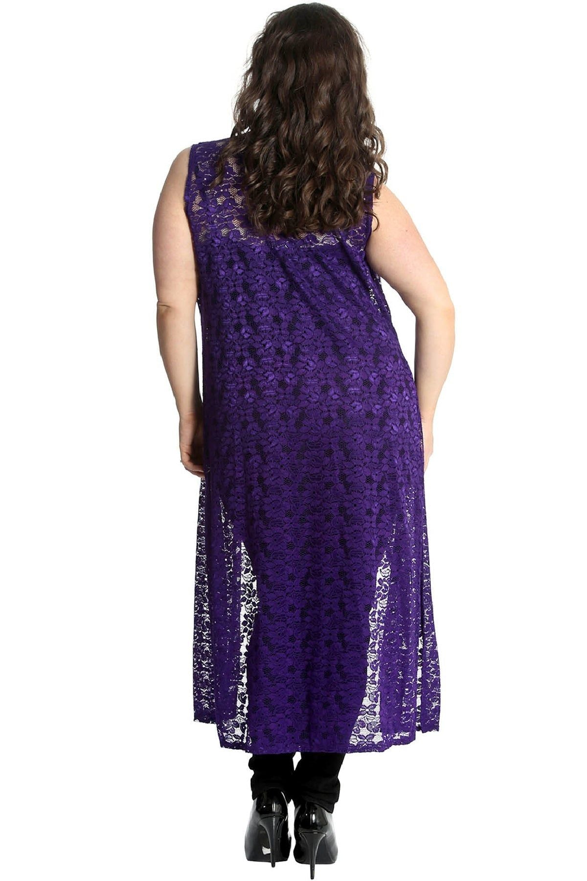 Floral Lace Open Top Long Cardigan Tops WearAll