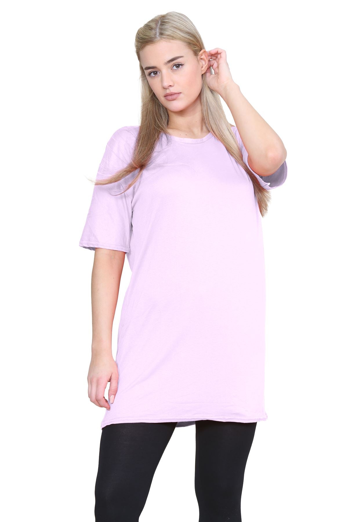 Longline T-Shirt Mini PJ Dress Shirts & Tops WearAll Baby Pink 8-16
