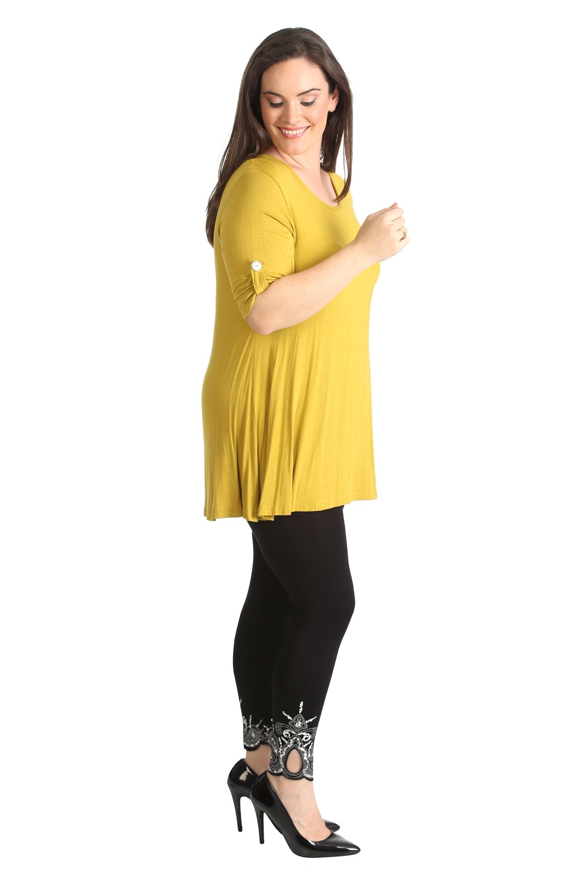 Scoop Neck Flared Ladies Plain Top Tops WearAll