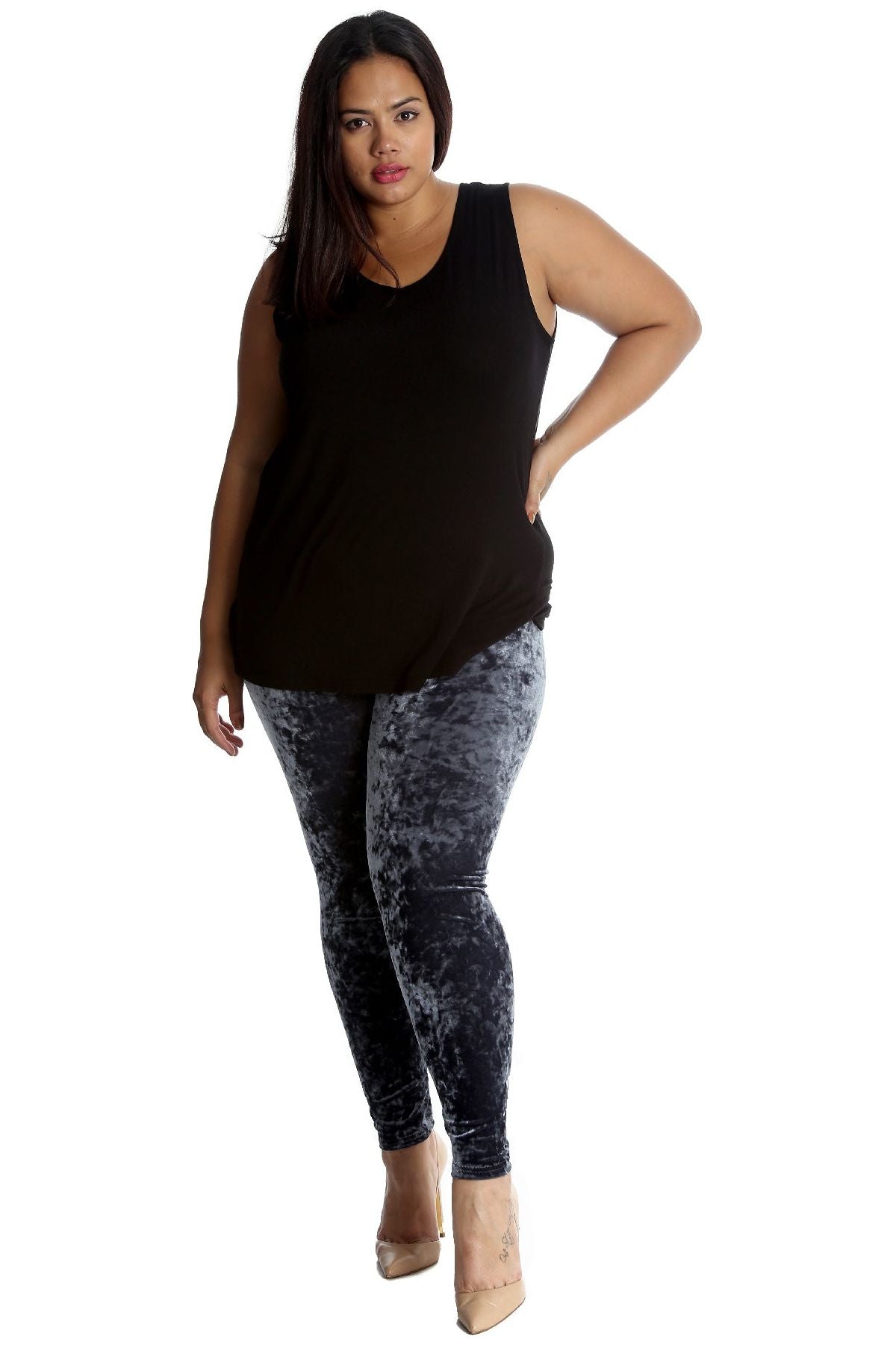 Plus Size Full Length Velvet Leggings Leggings WearAll