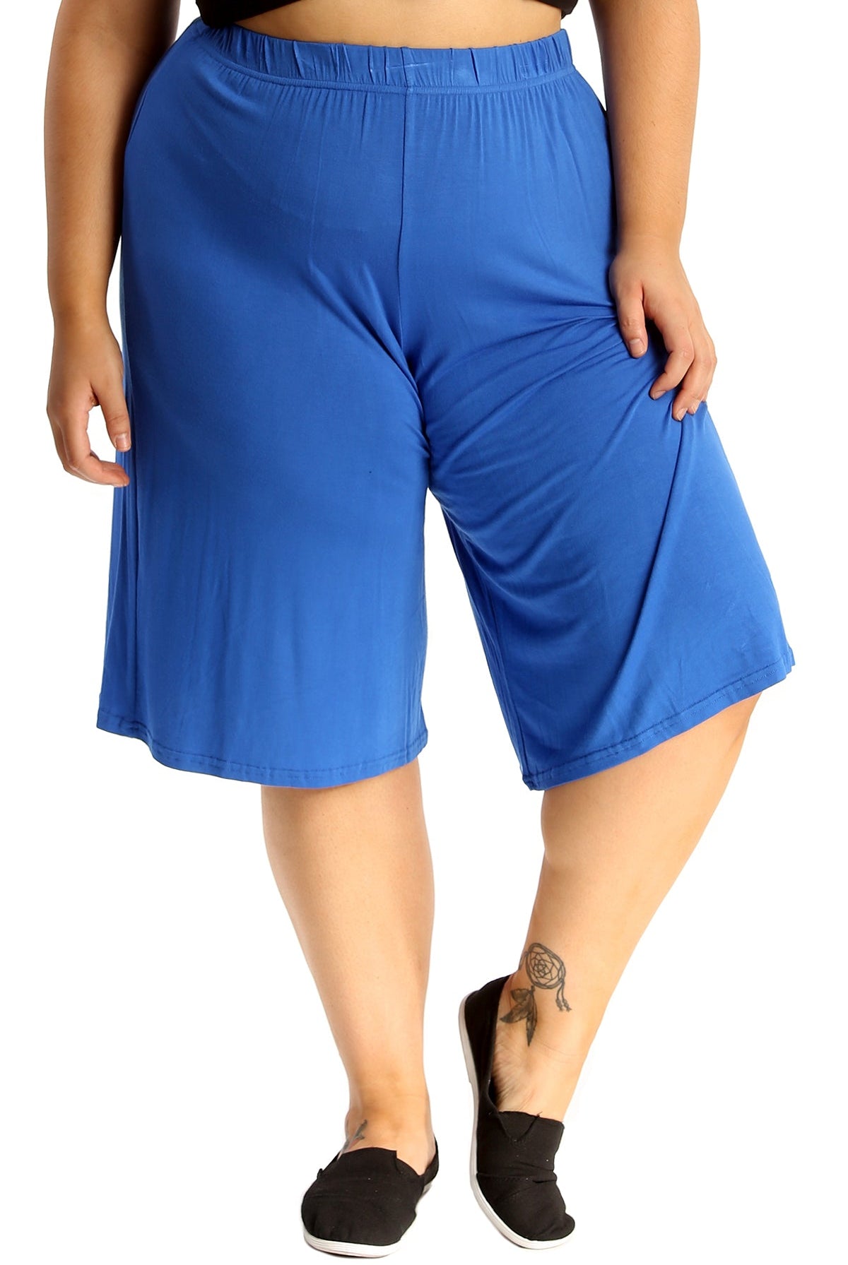 Plus Size Plain Viscose Culottes Shorts WearAll