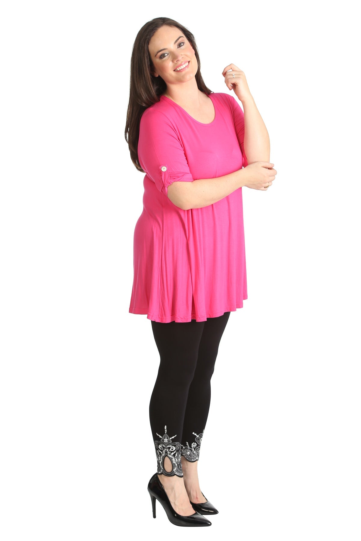 Scoop Neck Flared Ladies Plain Top Tops WearAll