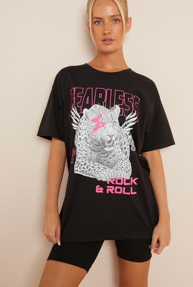 Fearless Print T-Shirt Top WearAll
