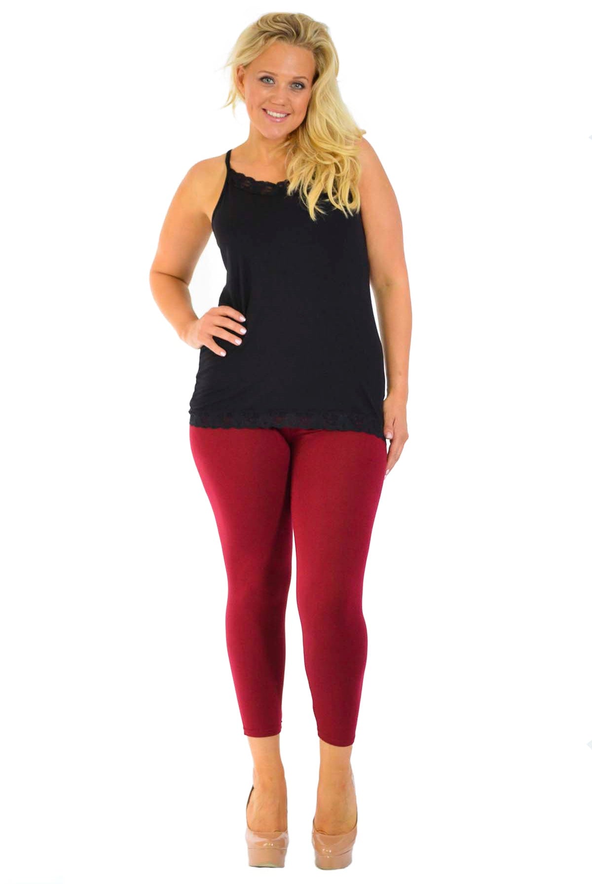 Plus Size Plain Long Leggings Leggings WearAll