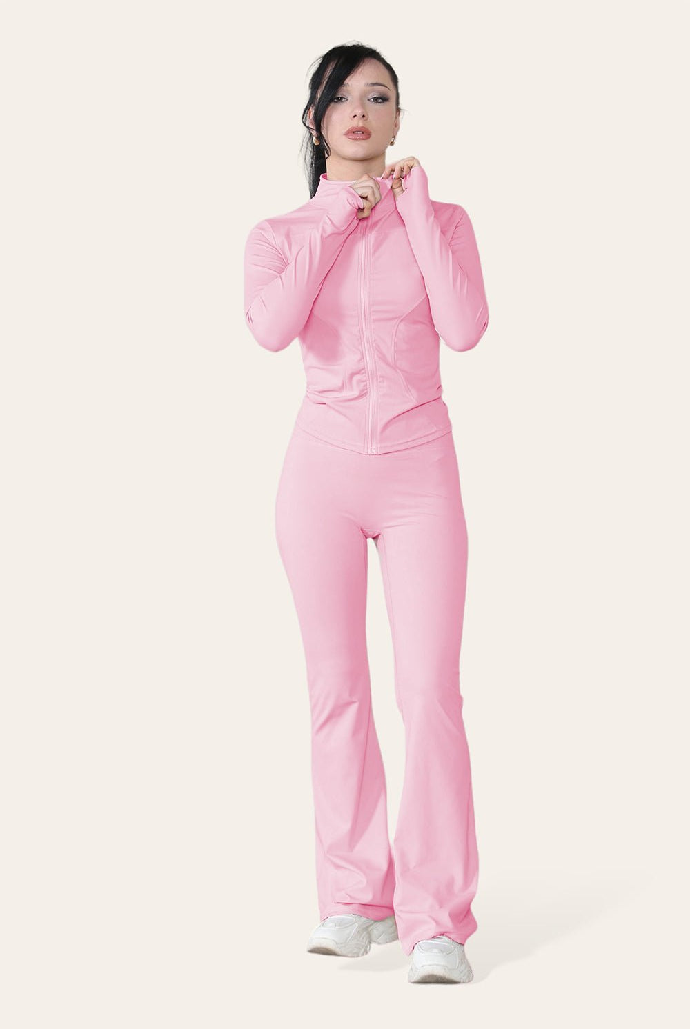 Fitted Active Yoga Lightweight Top Zip Up Workout Jacket Jackets & Coats WearAll Baby Pink S/M