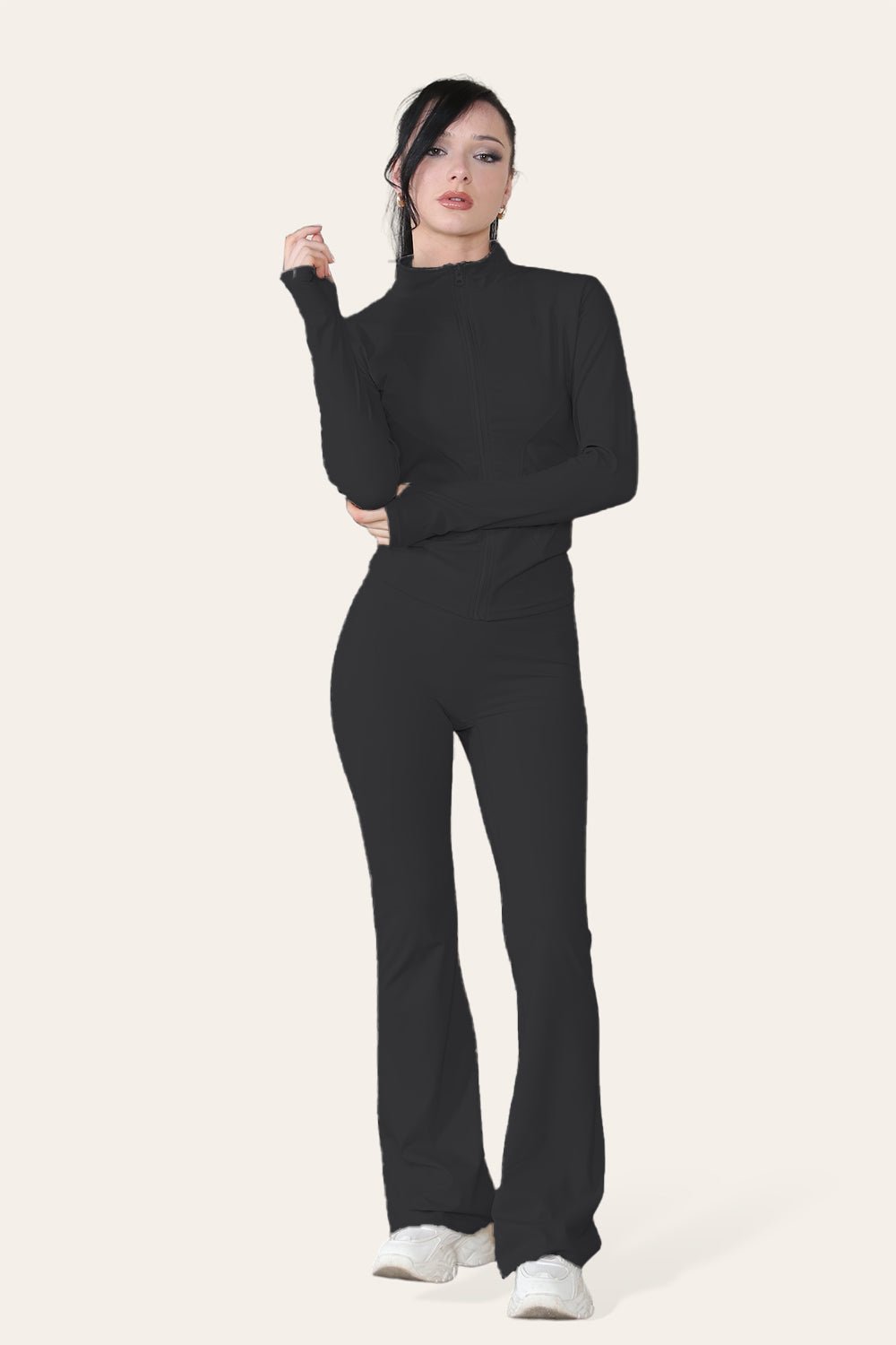 Fitted Active Yoga Lightweight Top Zip Up Workout Jacket Jackets & Coats WearAll Black S/M