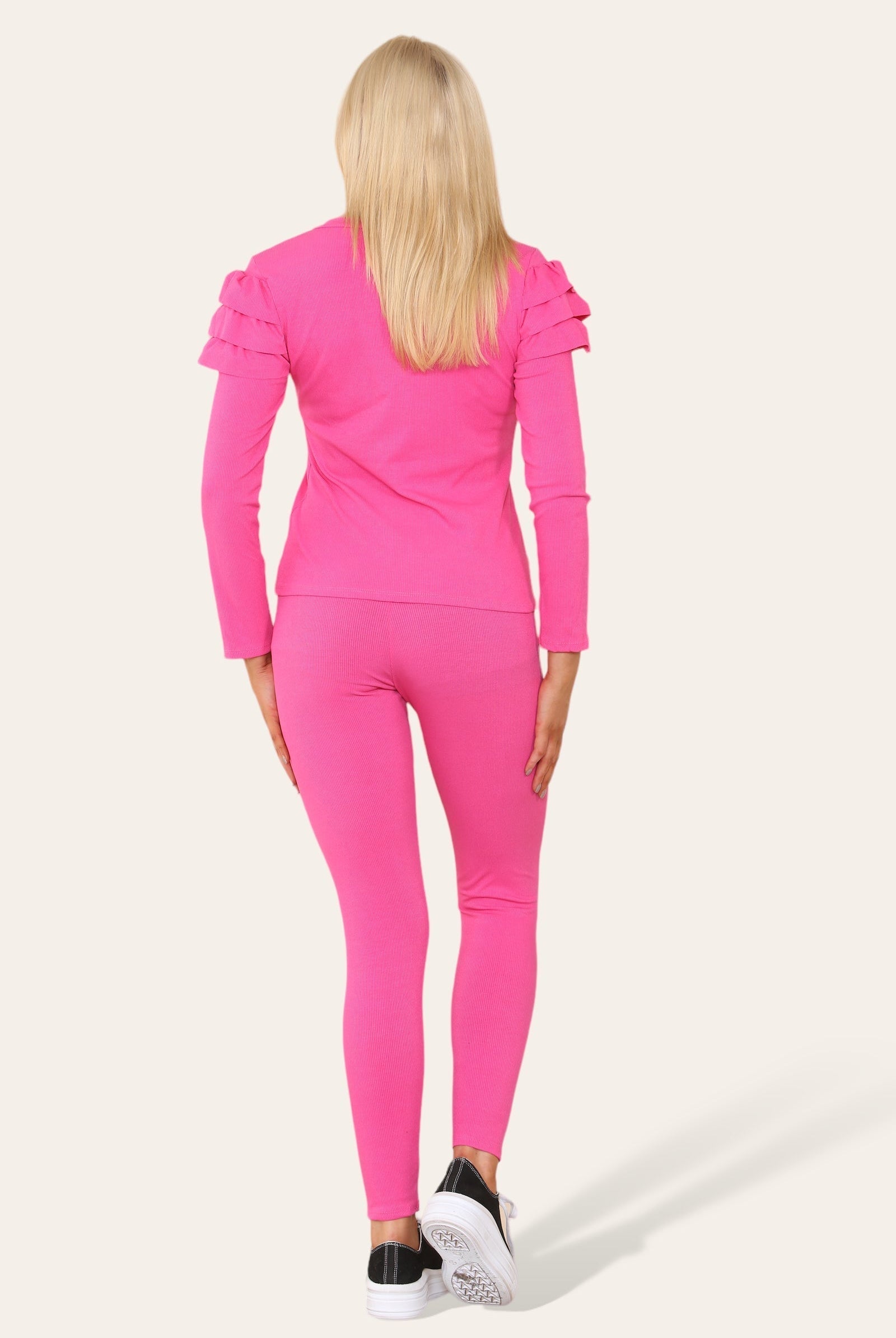 Frilled Sleeves Set Shoulder Golden Button Lounge Wear Suit Loungewear WearAll